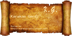 Karakas Gerő névjegykártya
